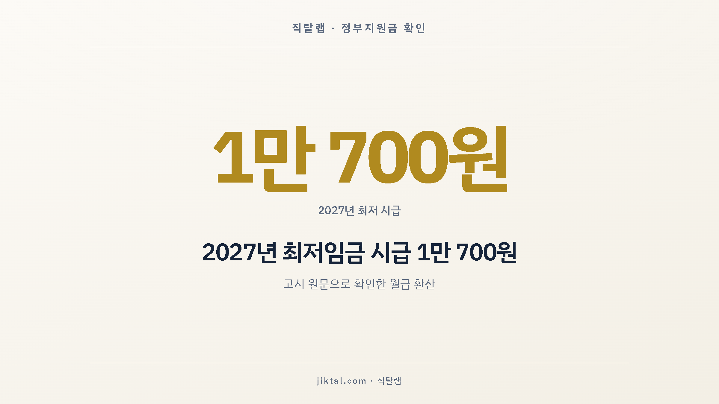 2027년 최저임금 시급 1만 700원 — 고시 원문으로 확인한 월급 환산