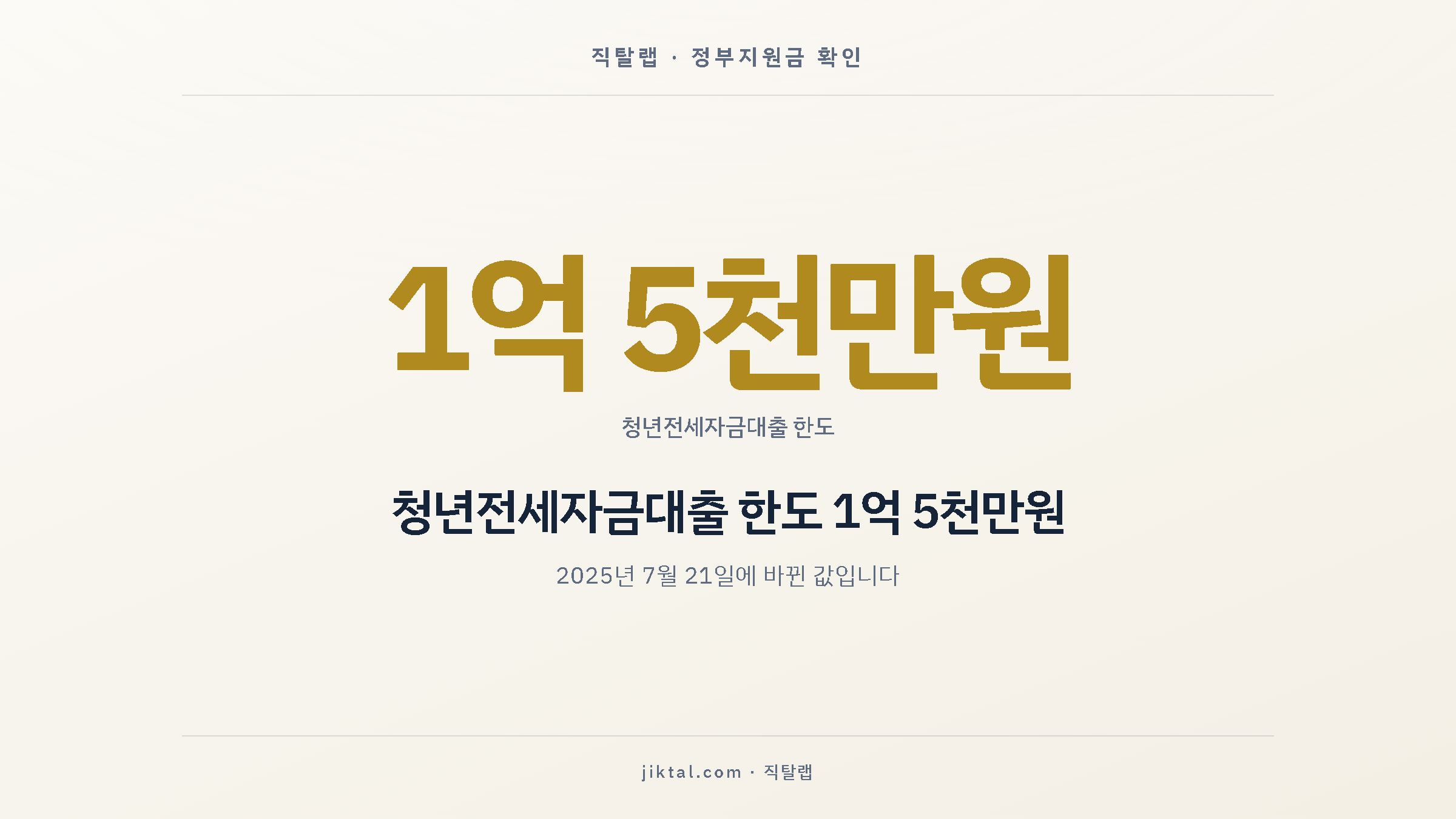 청년전세자금대출 한도 1억 5천만원 — 2025년 7월 21일에 바뀐 값입니다