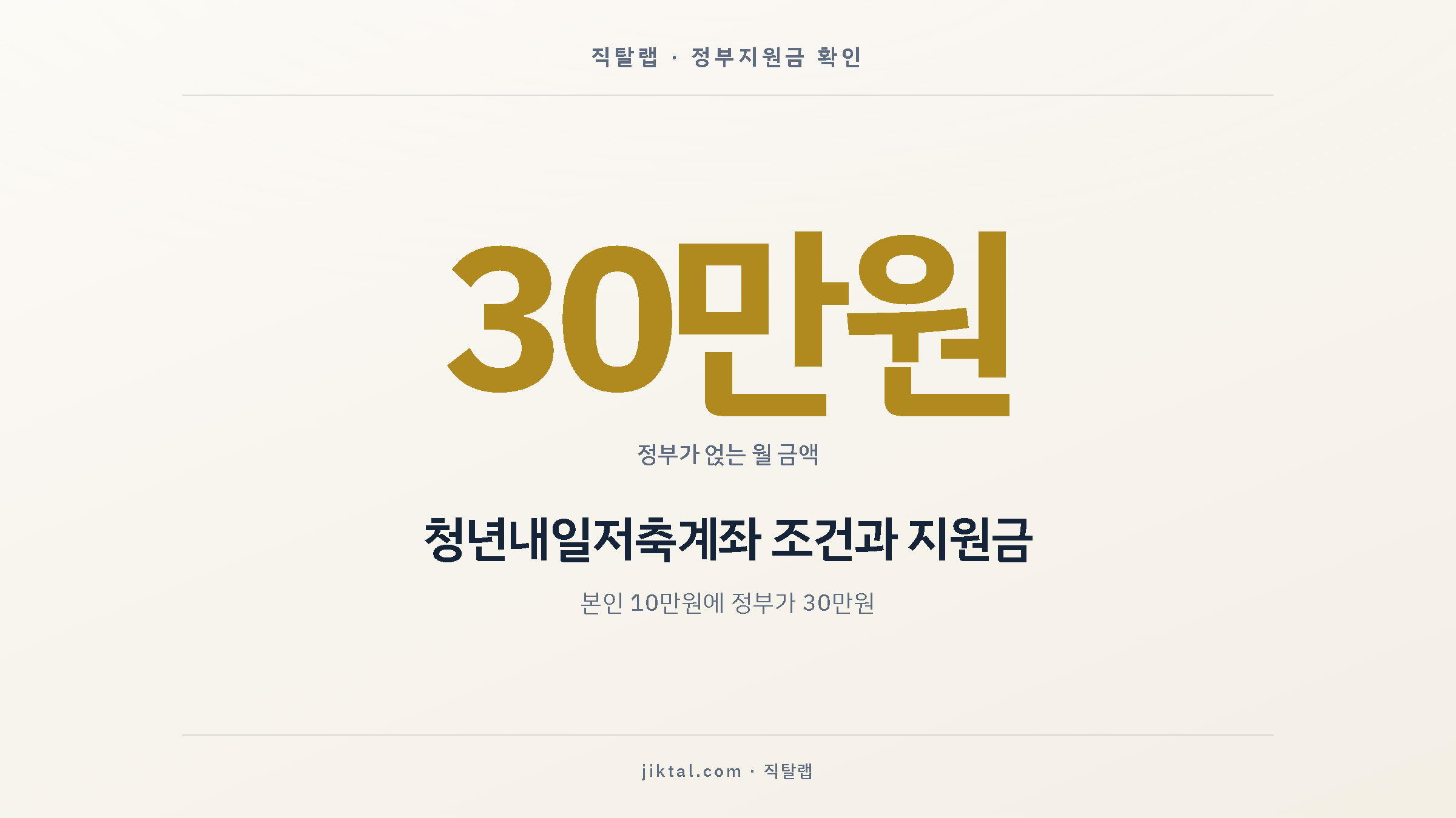 청년내일저축계좌 조건과 지원금 — 본인 10만원에 정부가 30만원